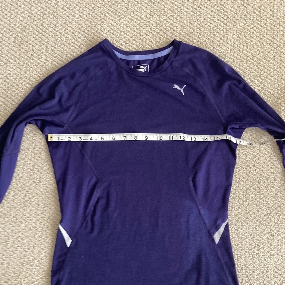 PUMA Cool Cell Athletic Reflective Long Sleeve Shirt Crew Purple Small Top Vent